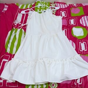 Le Chateau White Ruffle Mini Dress